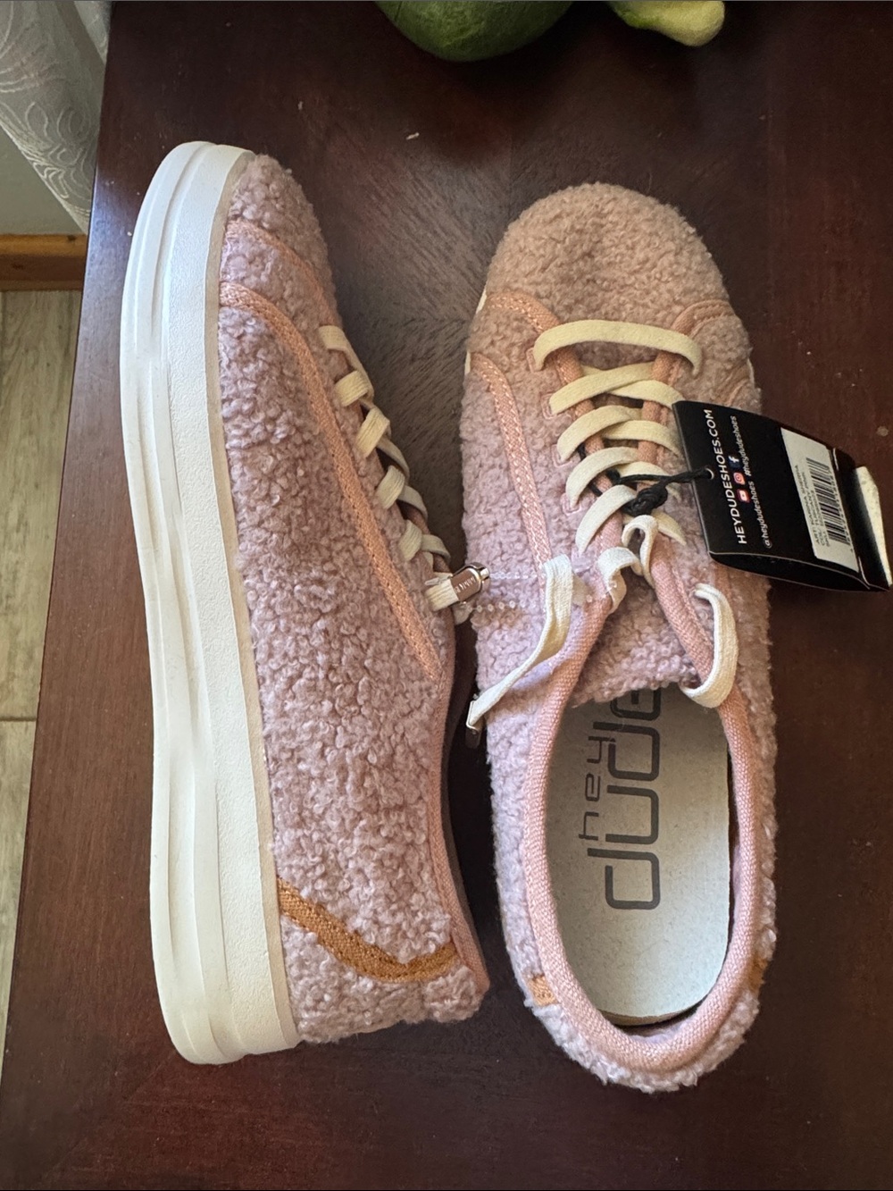 Hey Dude Women's Blush Sherpa Lace-Up Athletic Sneakers - Picture 2 of 5